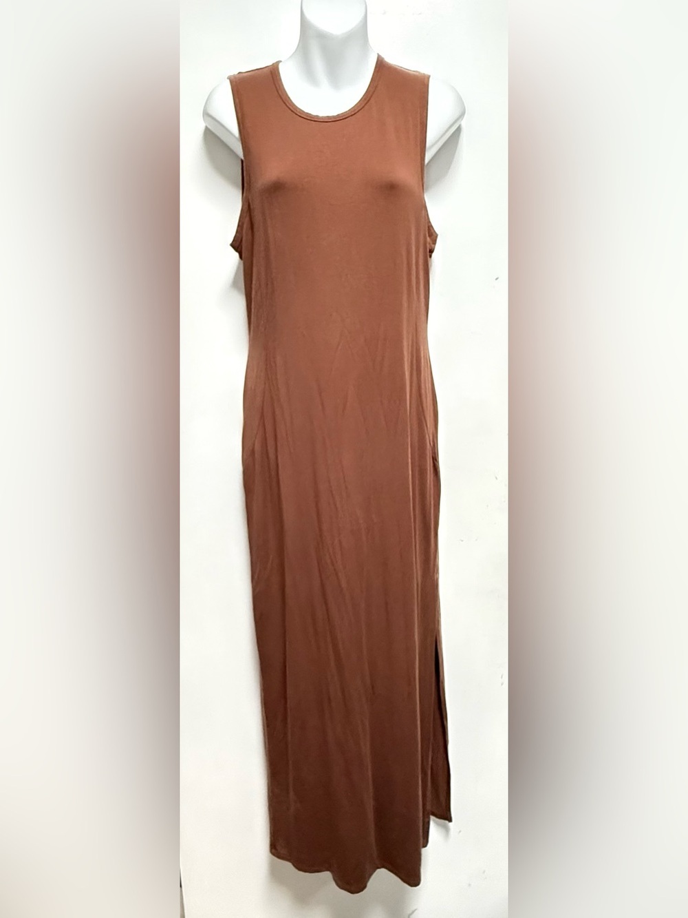 Quince Rust Brown Sleeveless Maxi Dress